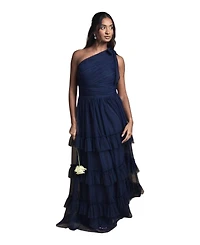 Oasis Women's Pleated One Shoulder Tiered Maxi Dress