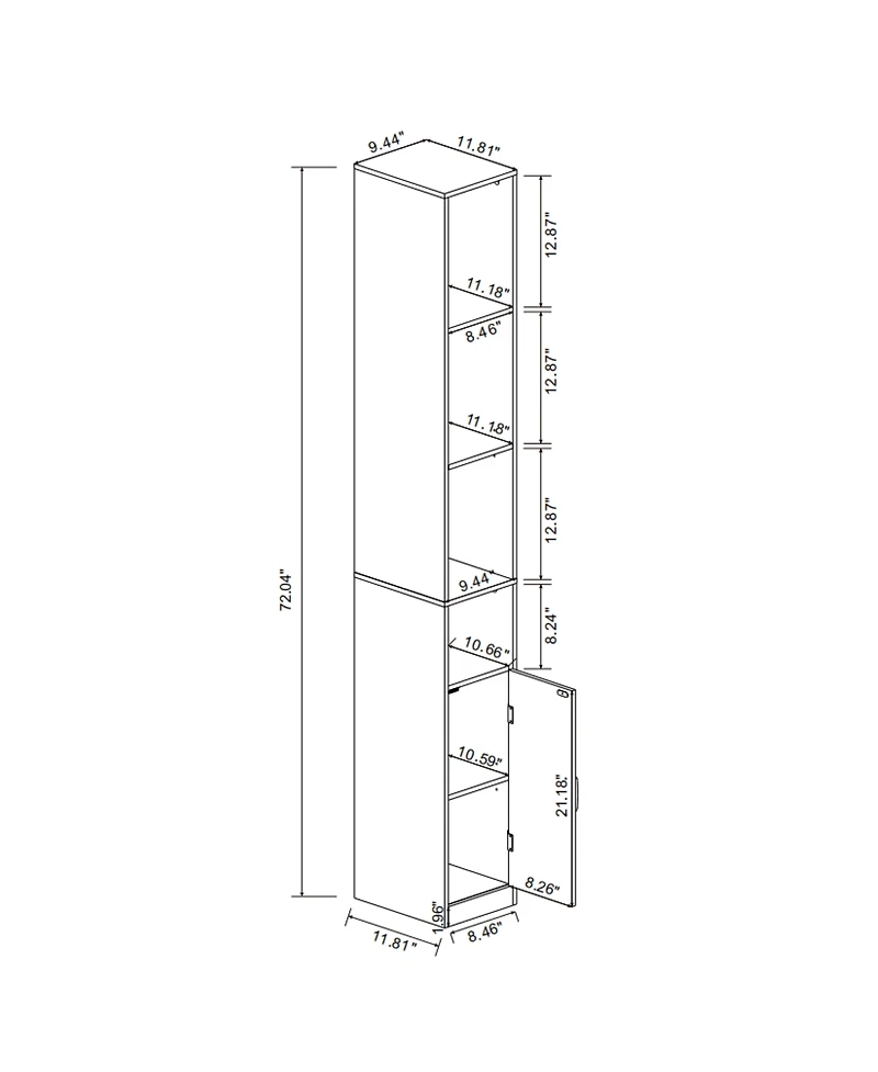 Rainsken 72" Tall Slim Storage Cabinet