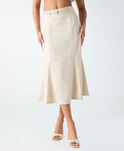 Guess Women's Ryan Floral Linen-Blend Midi Skirt
