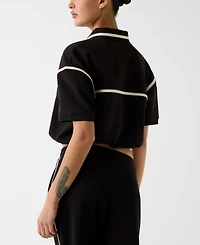 Guess Women's Jasmine Crop Polo Half-Zip Sweatshirt