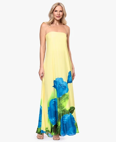 Betsy & Adam Women's Floral Strapless Ball Gown