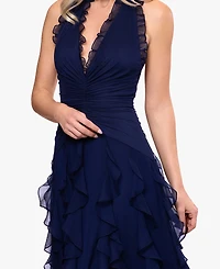 Betsy & Adam Women's Halter Neck Ball Gown