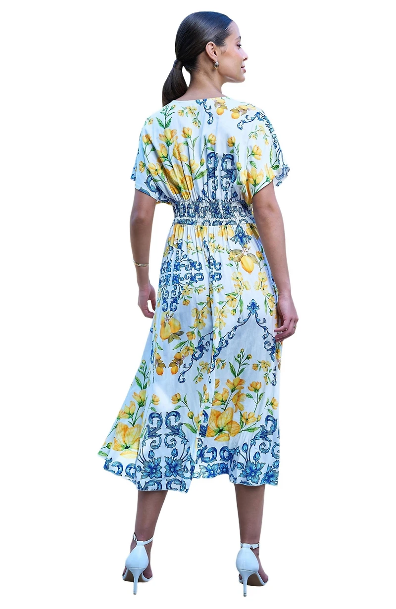 Yumi Women's Lemon-Print Midi Dress
