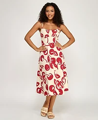 Katia Rae Women's Cherry Printed Sweetheart Neck Midi Dress