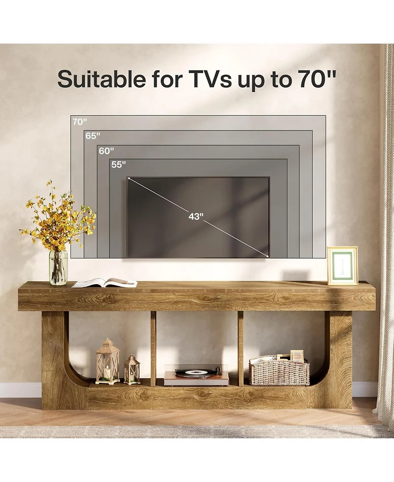 Tribesigns Tv Stand for 70-Inch TVs, 63-Inch Entertainment Center with Storage Shelf