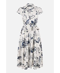 Yumi Women's Abstract Floral Midi Shirt Dress