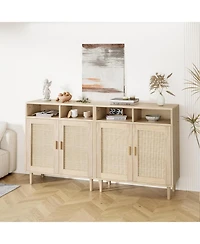gaomon 2 Pack Rattan Sideboard Buffet Cabinets, Sideboard Cabinets with 2 Doors, Modern Accent Storage Console Tables, for Dining Room.