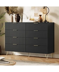 gaomon 8 Drawer Wide Wood Dresser with Metal Handles, Closet Storage Organizer & Tv Stand