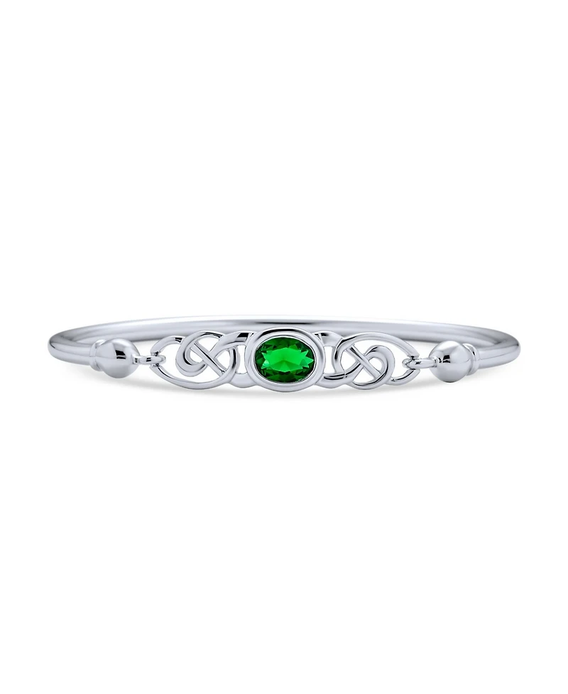 Bling Jewelry Romantic Infinity Love Knot Celtic Bangle Bracelet Green Red Cz .925 Sterling Silver
