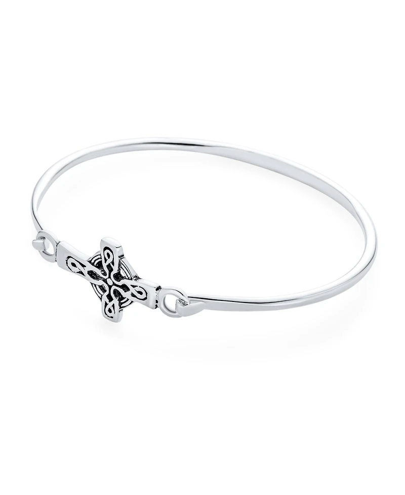 Bling Jewelry Religious Celtic Love Knot Sideways Cross Bangle Bracelet .925 Sterling Silver