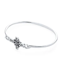 Bling Jewelry Religious Celtic Love Knot Sideways Cross Bangle Bracelet .925 Sterling Silver