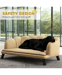 6thdruple Coffee Velvet Pet Sofa with Pearl Backrest, Stylish Large Dog Couch, Removable Cushion for Medium Large Dogs