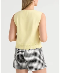 Ellen Tracy Women's Knit Vest with Pearl Detailing Sweater