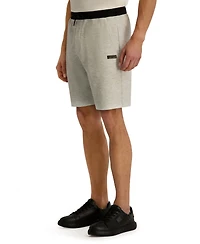 Karl Lagerfeld Paris Men's Striped Waffle Drawstring Short with Leather Logo Patch