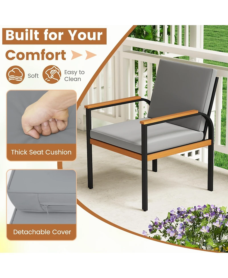 Gymax 4 Piece Outdoor Furniture Set w/Coffee Table Loveseat & 2 Single Chairs for Porch