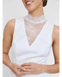 Six Stories Women's Lace High Neck A-line Mini Dress