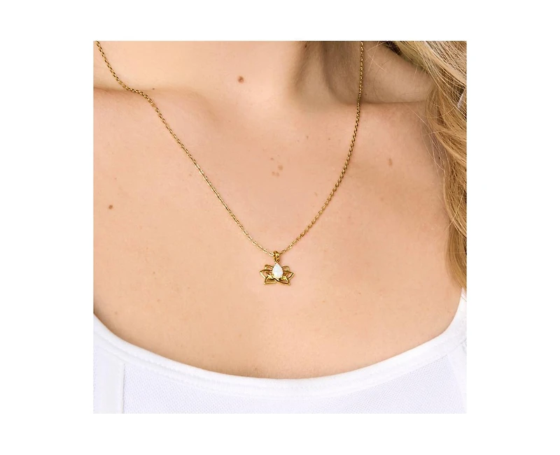Little Sky Stone Lotus Opal Charm Necklace
