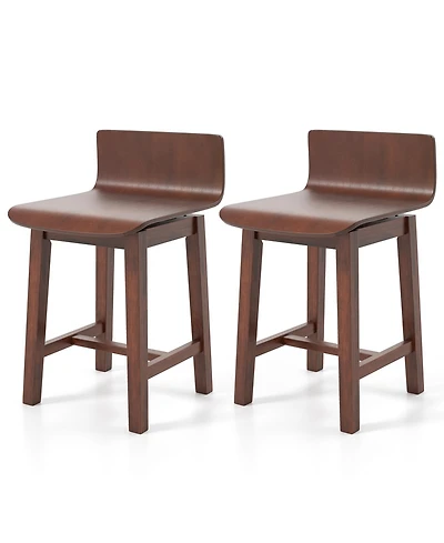 Gymax Swivel Dining Chair Set of Farmhouse Wooden Kitchen Chairs Armless Side Chairs