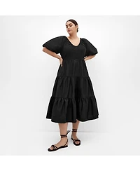 City Chic Women's Fantasy Puff Sleeve Midi Dress