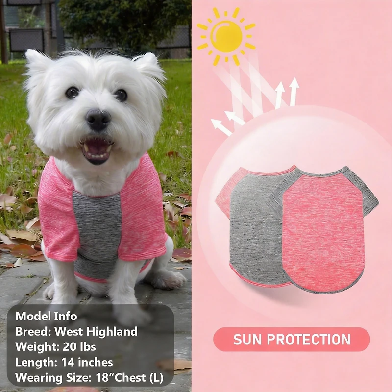 Aronkl 2-Pack Lightweight Athletic Dog T-Shirt with Reflective Label for Outdoor Use