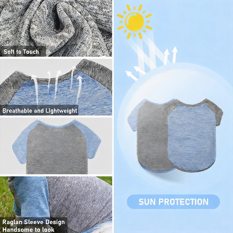 Aronkl 2-Pack Lightweight Athletic Dog T-Shirt with Reflective Label for Outdoor Use