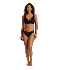 Lauren Ralph Women's Dark Navy Ruffle Underwire Bralette Swimsuit Top