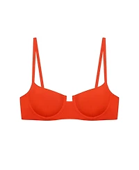 Lauren Ralph Women's Sunburst Orange Notch Underwire Bralette Swimsuit Top