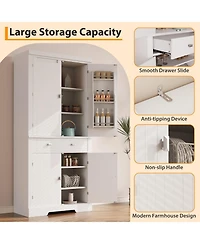 gaomon Kitchen Pantry Cabinet with Drawer, Doors and Shelves, Wood Farmhouse Storage Cabinet, Large Storage Cupboard for Living Room