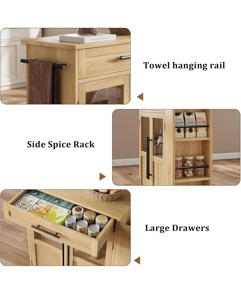 gaomon Mobile Kitchen Island Cart with Storage, 360° Rolling Wheels, Rolling Island with Drawers