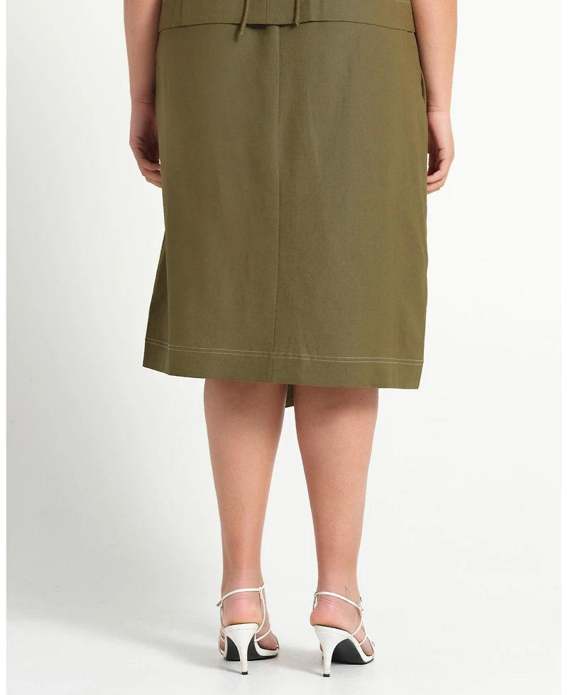 Estelle Plus Women' s Sonnet Linen Summer Wrap Midi Skirt