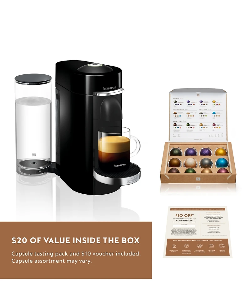 Nespresso Vertuo Plus Deluxe Coffee and Espresso Machine by De'Longhi in Black