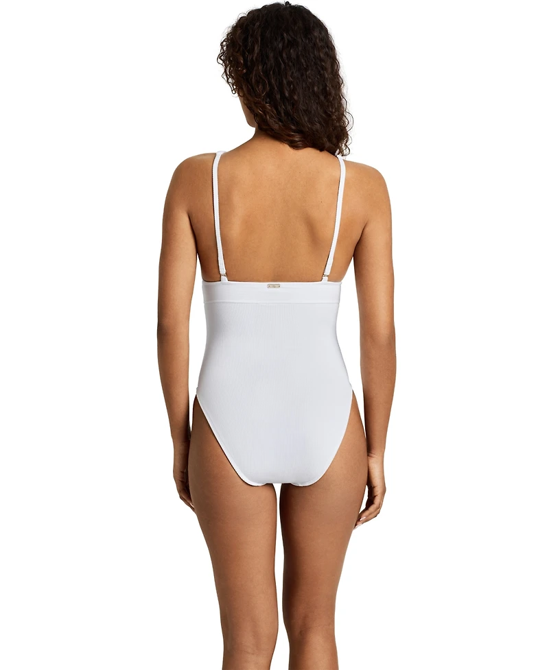 Lauren Ralph Women's V-Neck One-Piece Swimsuit
