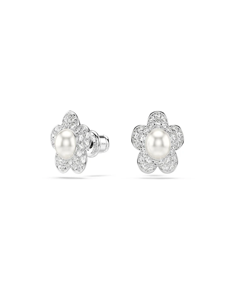Swarovski x Ariana Grande Rhodium Plated Mother of Pearl Flower Stud Earrings