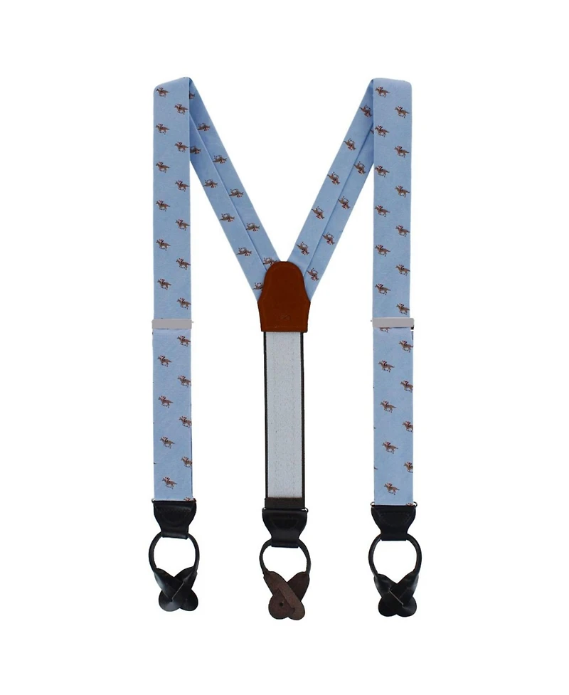 Trafalgar Men's Down The Stretch Racehorse Linen Blend Suspenders & Bow Tie Bundle