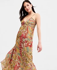 Planet Gold Juniors' Paisley Chiffon V-Neck Maxi Dress, Macy's Exclusive