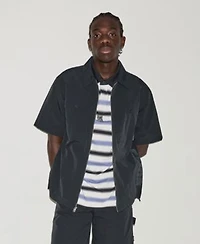 Converse Mens Script Stripe Polo Utility Zip Short Sleeve Double Knee Sport Short