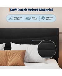 gaomon Frame with Headboard, Velvet Upholstered Platform Bed Frame No Box Spring Needed with Under-Bed Storage and Strong Wood Slats Support