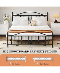gaomon Metal Platform Bed Frame with Victorian Style Wrought Iron-Art Headboard and Footboard,Mattress Foundation,Under Bed Storage.