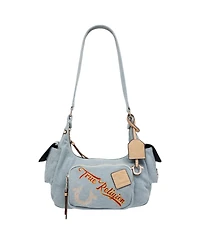 True Religion Multi-Patch Denim Hobo Shoulder Bag