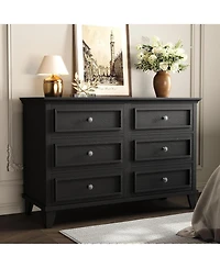 gaomon 6 Drawer Dresser for Bedroom Wide Modern Wood Chest with Metal Handles Storage Organizer