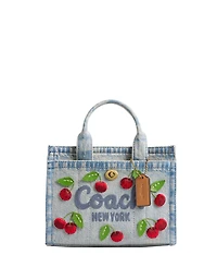 Coach Denim Cargo Cherry Embroidery Mini Tote Bag 20