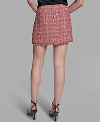 Bcbg Women's Fringe Hem Tweed Short Skirt