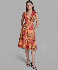Bcbg Women's Printed V-Neck Midi Dress