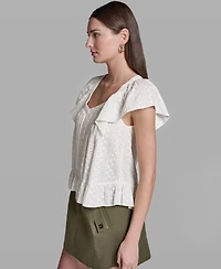 Bcbg Women's Multi Layer Ruffles Flutter-Sleeve Top