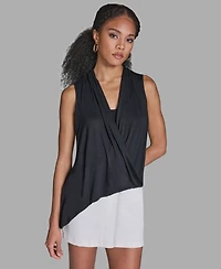 Bcbg Women's Asymmetrical Faux Wrap V-Neck Top