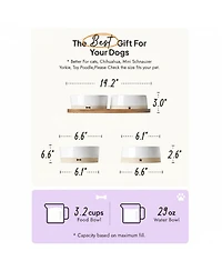 Aronkl Ceramic Dog Bowls Set with Wood Tray Food Water Non-Slip Stable Farmhouse Style