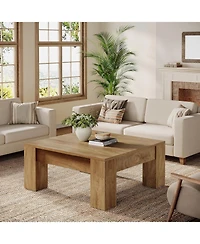 Tribesigns Square Coffee Table, 39-Inch Farmhouse Wooden Table with Sturdy Legs