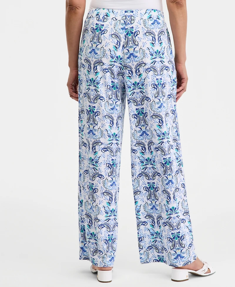Jm Collection Women's Printed High Rise Pull-On Pants, Macy's Exclusive