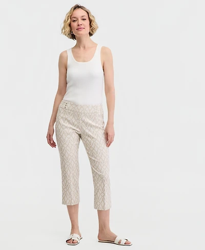 Jm Collection Women's Jacquard Mid Rise Pull-On Capri Pants, Macy's Exclusive