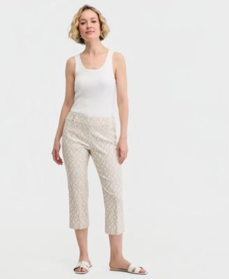 Jm Collection Womens Jacquard Mid Rise Pull On Capri Pants Macys Exclusive